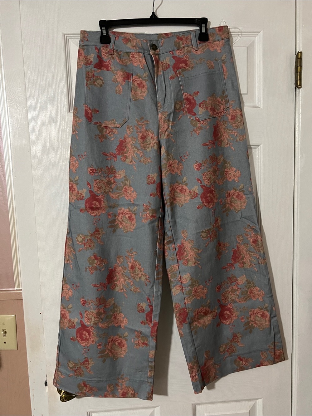 NWT Entro Floral Pants Large Bkue Pink Large